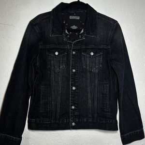 Chipotle Loomstate Denim Jacket Adult XS Black Trucker Jean Button Front Pepper